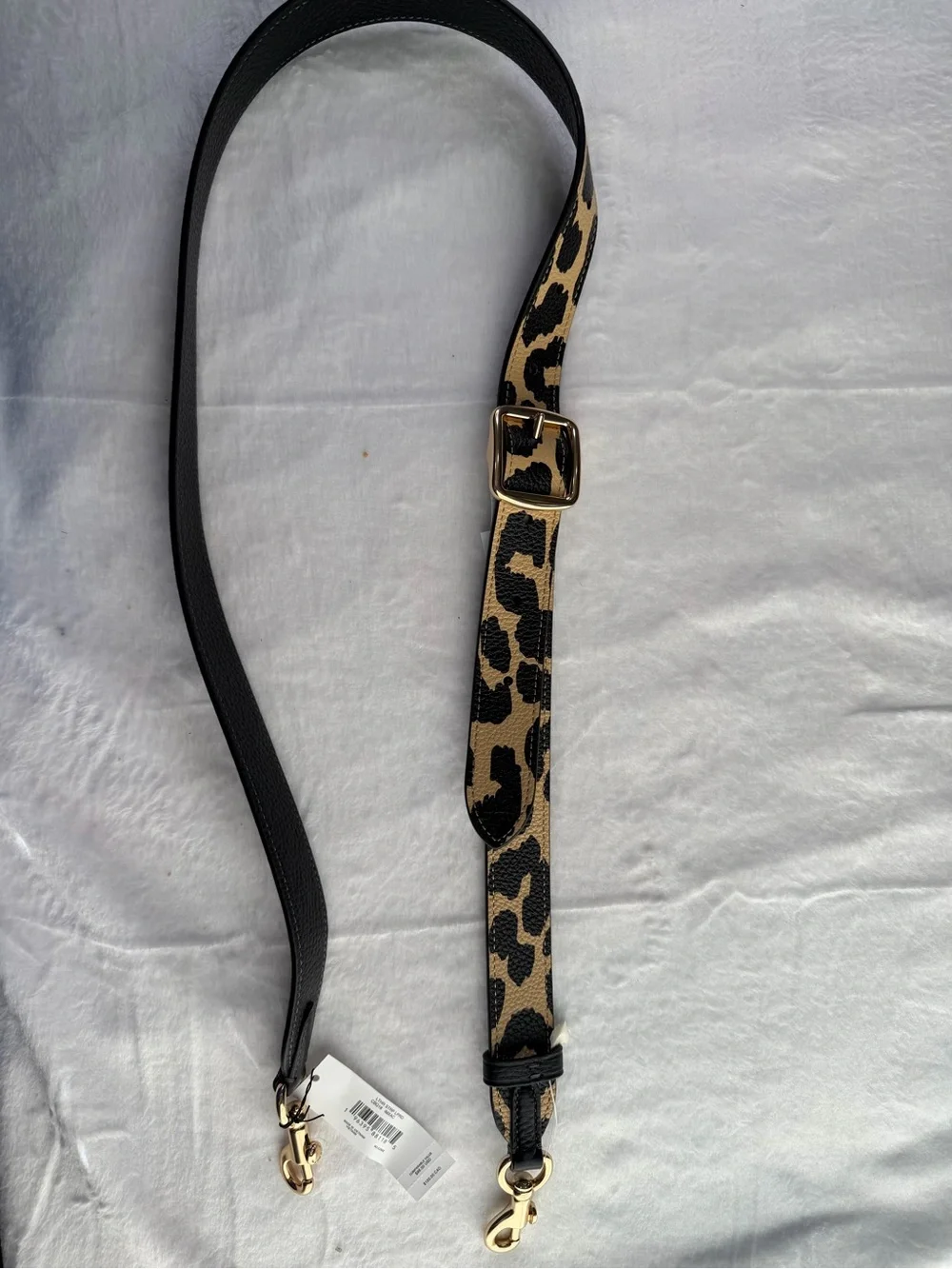 Coach Leopard-Print Adjustable Crossbody Strap in Tan and Black. NWT